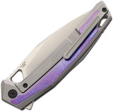 Defcon Framelock Purple Crystallized & Gray Titanium Folding Bohler M390 Pocket Knife 1005PP