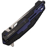 Tac Force Linerlock A/O Black & Blue Folding 3Cr13 Steel Pocket Knife 2007BL