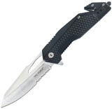 Tac Force Rescue Linerlock A/O Black Aluminum Folding Pocket Knife 2015BK