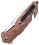 Tac Force Rescue Linerlock A/O Brown Aluminum Folding Pocket Knife 2015BN