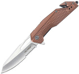 Tac Force Rescue Linerlock A/O Brown Aluminum Folding Pocket Knife 2015BN