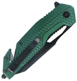 Tac Force Rescue Linerlock A/O Green Aluminum Folding Pocket Knife 2015GN