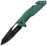 Tac Force Rescue Linerlock A/O Green Aluminum Folding Pocket Knife 2015GN