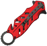 Tac Force Rescue Linerlock A/O Red Aluminum Folding Pocket Knife 2027FD