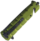Tac Force Rescue Linerlock A/O Green Aluminum Folding Pocket Knife 2028GN