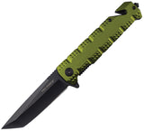 Tac Force Rescue Linerlock A/O Green Aluminum Folding Pocket Knife 2028GN