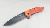 Tac Force Folding Pocket Knife Spring Assisted Red Neon Camo Hunting 463RC