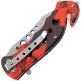 Tac Force Rescue Linerlock A/O Red Camo Folding Pocket Knife 498RC