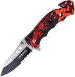 Tac Force Rescue Linerlock A/O Red Camo Folding Pocket Knife 498RC
