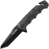 Tac Force Rescue Linerlock A/O Black Aluminum Folding Pocket Knife 499BT