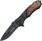 Tac Force Rescue Linerlock A/O Aluminum & Wood Folding Pocket Knife 606WS