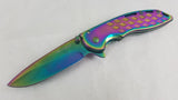 Tac Force Folding Pocket Knife Assisted Open Rainbow Titanium 3.75" - 863RB