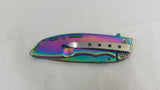 Tac Force Folding Pocket Knife Assisted Open Rainbow Titanium 3.75" - 863RB