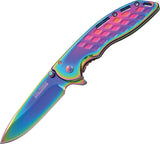 Tac Force Folding Pocket Knife Assisted Open Rainbow Titanium 3.75" - 863RB