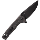 Tekto Knives F3 Charlie Button Lock Carbon Fiber Folding D2 Steel Pocket Knife TF3CBKBK1