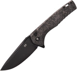 Tekto Knives F3 Charlie Button Lock Carbon Fiber Folding D2 Steel Pocket Knife TF3CBKBK1