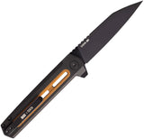 Tekto Knives F4 Echo Button Lock Black Aluminum & Brown G10 Folding S35VN Pocket Knife F4RGBRS35