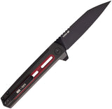 Tekto Knives F4 Echo Button Lock Black Aluminum & Red G10 Folding S35VN Pocket Knife F4RGRDS35