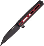 Tekto Knives F4 Echo Button Lock Black Aluminum & Red G10 Folding S35VN Pocket Knife F4RGRDS35