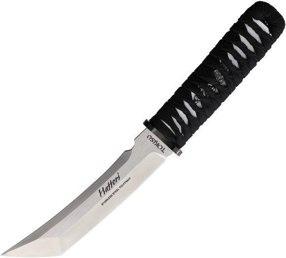 Tokisu Hattori Black Cord Wrapped 7Cr17MoV Stainless Fixed Blade Knife 32470