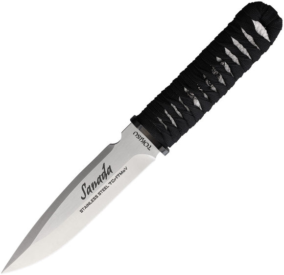 Tokisu Sanada Black Cord Wrapped 7Cr17MoV Stainless Fixed Blade Knife 32498