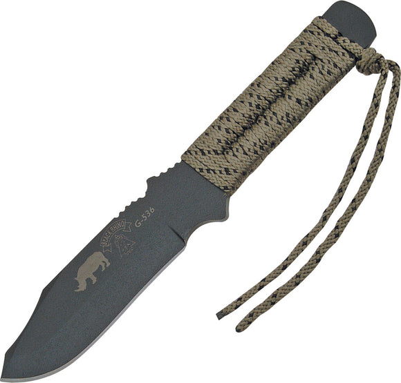 TOPS Black Rhino Fixed Blade Olive Drab Paracord Wrap Handle Knife + Sheath 102