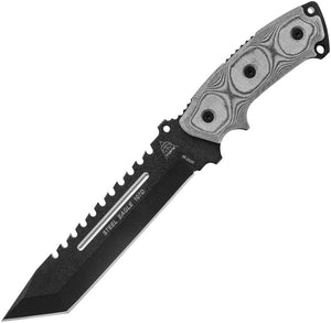 TOPS 12.75" Steel Eagle Fixed BLK Tanto Sawback Blade Micarta Handle Knife 107D