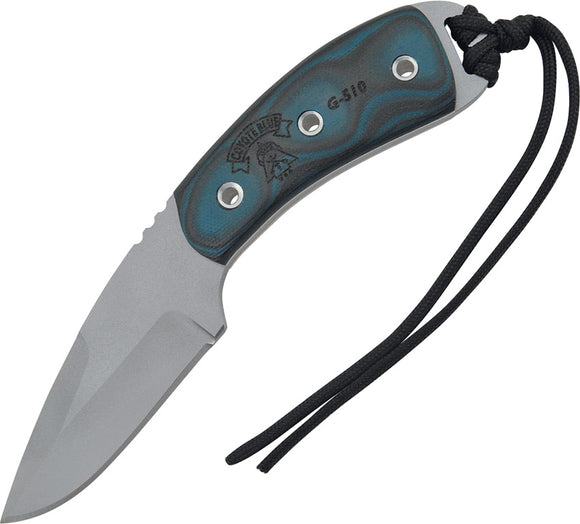 TOPS Coyote Blue & Black G10 Handle Fixed Carbon Steel Gray Blade Knife 4020