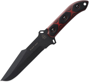 TOPS Black Heat Red & Black G10 1095 Steel Fixed Blade Knife w/ Sheath OPEN BOX