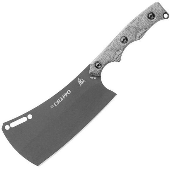 TOPS El Chappo Mini Black Micarta Sniper Gray 1095 Fixed Blade Knife ECHAM01