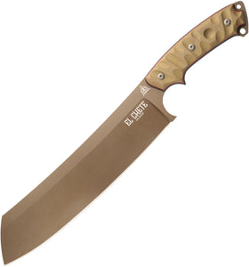 TOPS El Chete Midnight Bronze RMT Tan Micarta 1095HC Fixed Blade Knife w/ Belt Clip  ELCH03R