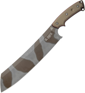 TOPS El Chete Midnight Bronze Camo Tan Micarta 1095HC Fixed Blade Knife w/ Dangler ELCH04C