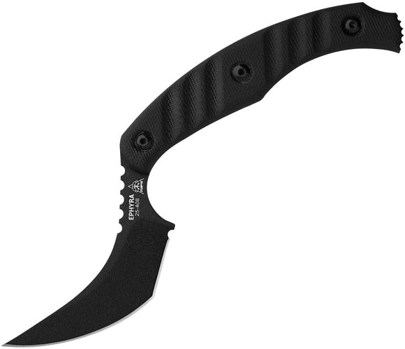 TOPS Ephyra Black G10 1095HC Steel Fixed Blade Knife w/ Belt Sheath EPH01