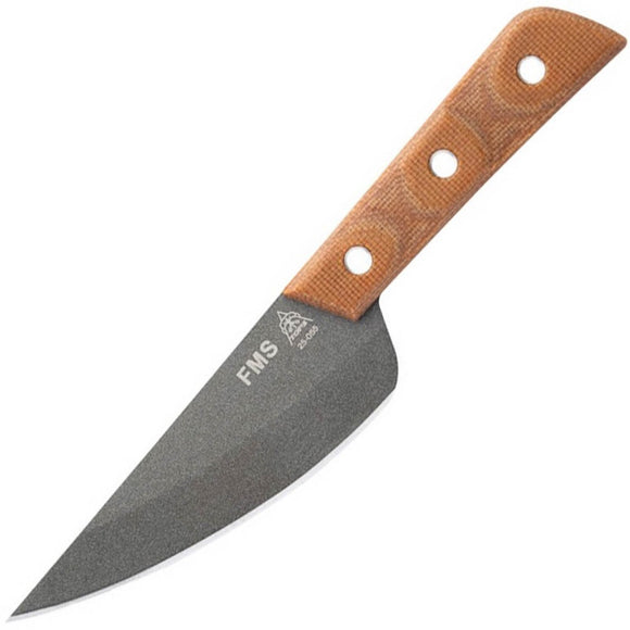 TOPS Frog Market Special Mini Tan Micarta 1095 Fixed Blade Neck Knife w/ Sheath FMSM01