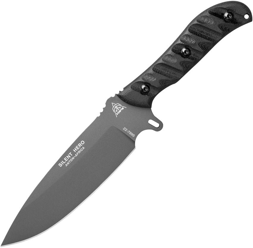 TOPS Silent Hero Black Micarta 1095HC Stainless Fixed Blade Knife HERO