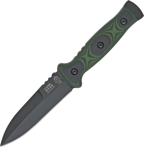 TOPS Knives Lone Rider Fixed Blade Green & Black G10 Handle Knife + Sheath LR01