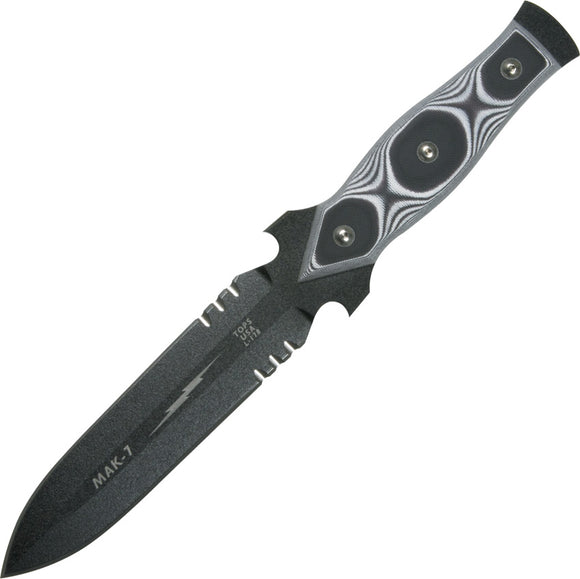 TOPS MAK-7 Military Assault Fixed Blade Black & White G10 Handle Knife MAK07W