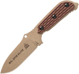 TOPS Mil-Spie 3 Elite Fixed Hunter Coyote Tan Blade & Handle Knife - MIL3ELITETAN