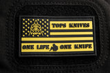 TOPS Knives Yellow & Black One Life One Knife Flag Patch PATCH02