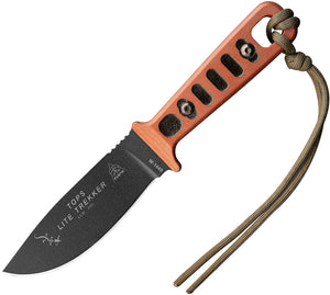 TOPS Lite Trekker Operator Black & Brown Micarta 1095HC Fixed Blade Knife TLTOB