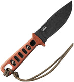 TOPS Lite Trekker Operator Black & Brown Micarta 1095HC Fixed Blade Knife TLTOB