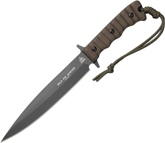 TOPS Wild Pig Hunter Green Micarta 1095 Sniper Gray Fixed Blade Knife WPH04