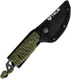 TRUE NEKKID Green Cord Wrapped Stainless Steel Fixed Blade Knife FXK1020