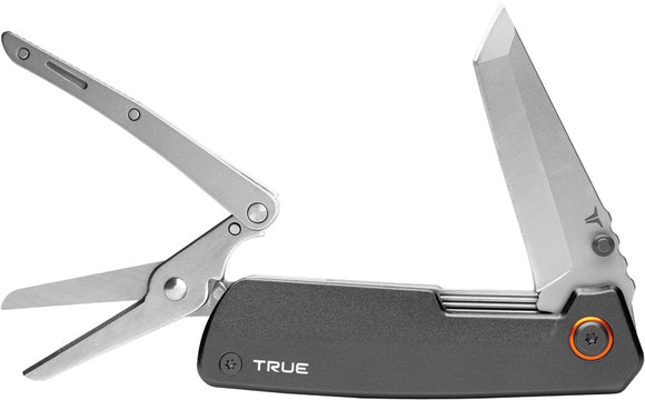 TRUE Dual Cutter Linerlock Gray Aluminum 3Cr13 Steel Pocket Knife MTL0002