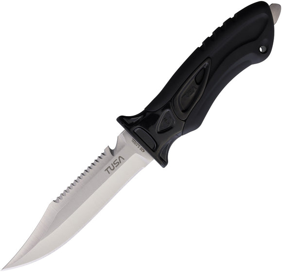 TUSA X-Pert II Black Stainless Fixed Blade Diving Knife w/ Sheath 910BK