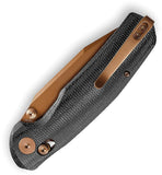 TRIVISA Hornet Crossbar Lock Black Micarta Folding Rose Gold 14C28N Pocket Knife M01BM14