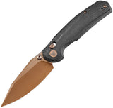 TRIVISA Hornet Crossbar Lock Black Micarta Folding Rose Gold 14C28N Pocket Knife M01BM14