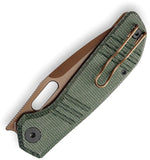 TRIVISA Gecko-GM Linerlock Green Micarta Folding 14C28N Pocket Knife JM04GM14