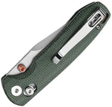 TRIVISA Butterfly-GM Crossbar Lock Green Micarta Folding 14C28N Pocket Knife M06GM14
