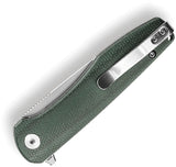 TRIVISA Hummingbird-GM Linerlock Green Micarta Folding 14C28N Pocket Knife M07GM14